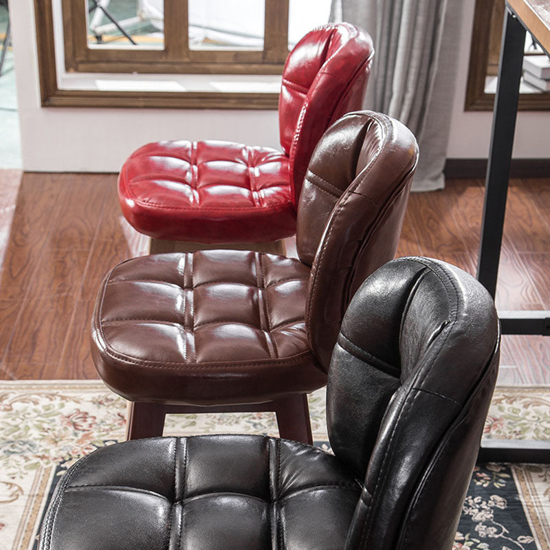 Indoor Bar Stool Modern Rectangular Backrest Counter Stool with Wood Legs