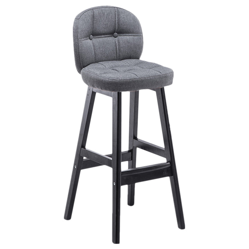 Indoor Bar Stool Modern Rectangular Backrest Counter Stool with Wood Legs