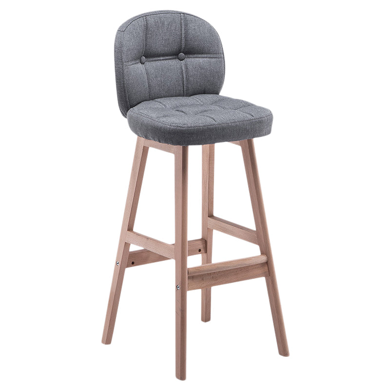 Indoor Bar Stool Modern Rectangular Backrest Counter Stool with Wood Legs