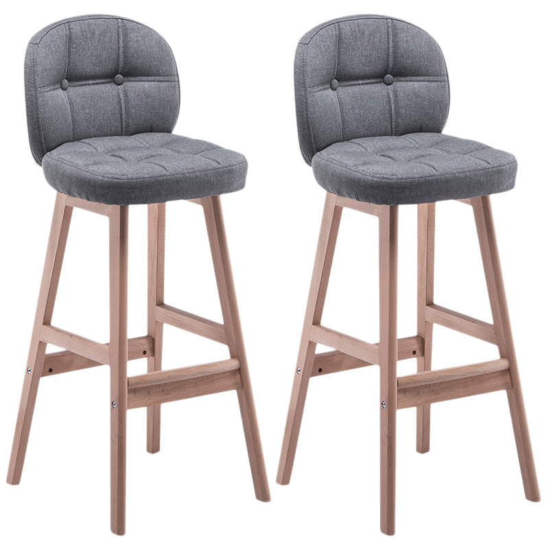 Indoor Bar Stool Modern Rectangular Backrest Counter Stool with Wood Legs