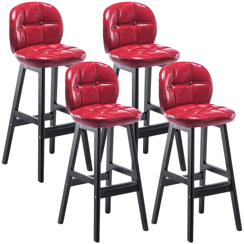 Indoor Bar Stool Modern Rectangular Backrest Counter Stool with Wood Legs