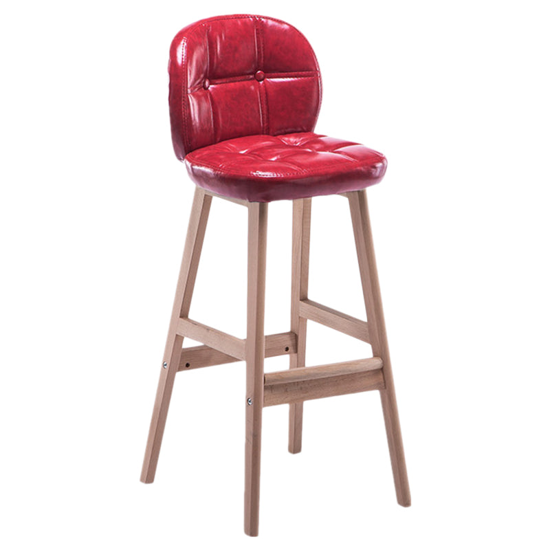 Indoor Bar Stool Modern Rectangular Backrest Counter Stool with Wood Legs