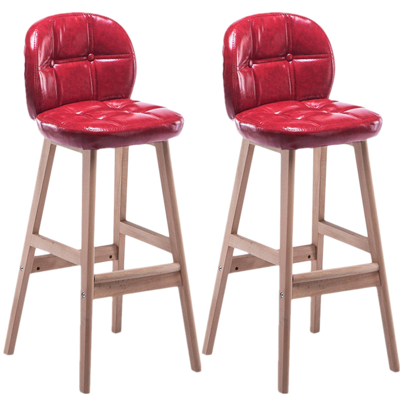 Indoor Bar Stool Modern Rectangular Backrest Counter Stool with Wood Legs