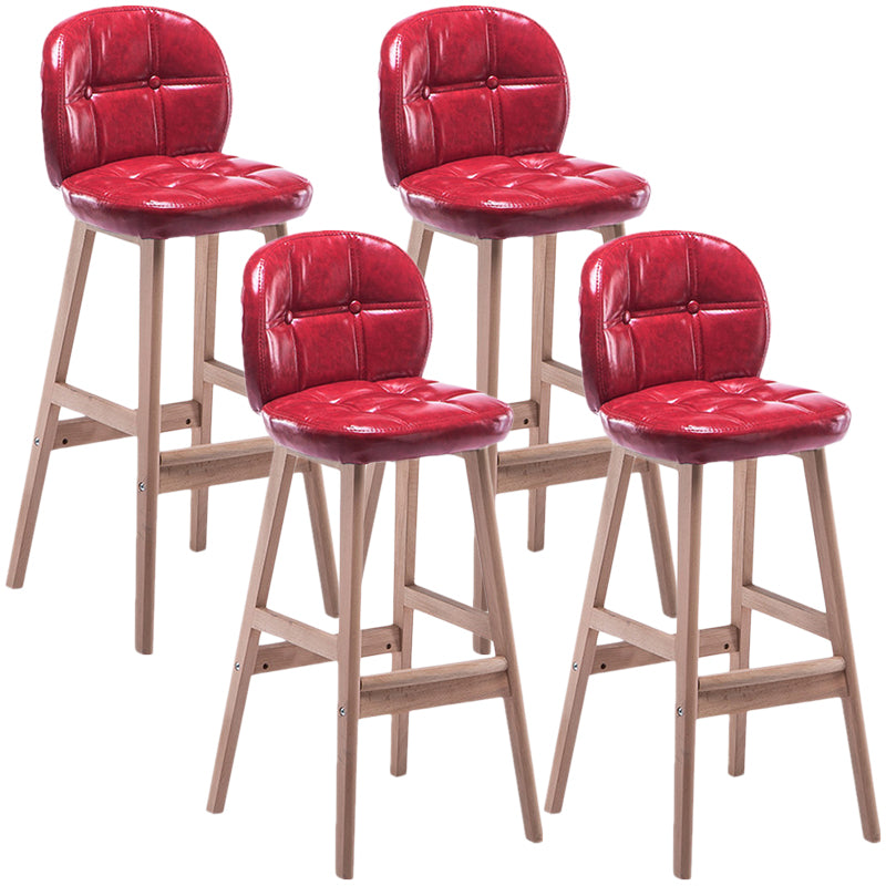Indoor Bar Stool Modern Rectangular Backrest Counter Stool with Wood Legs