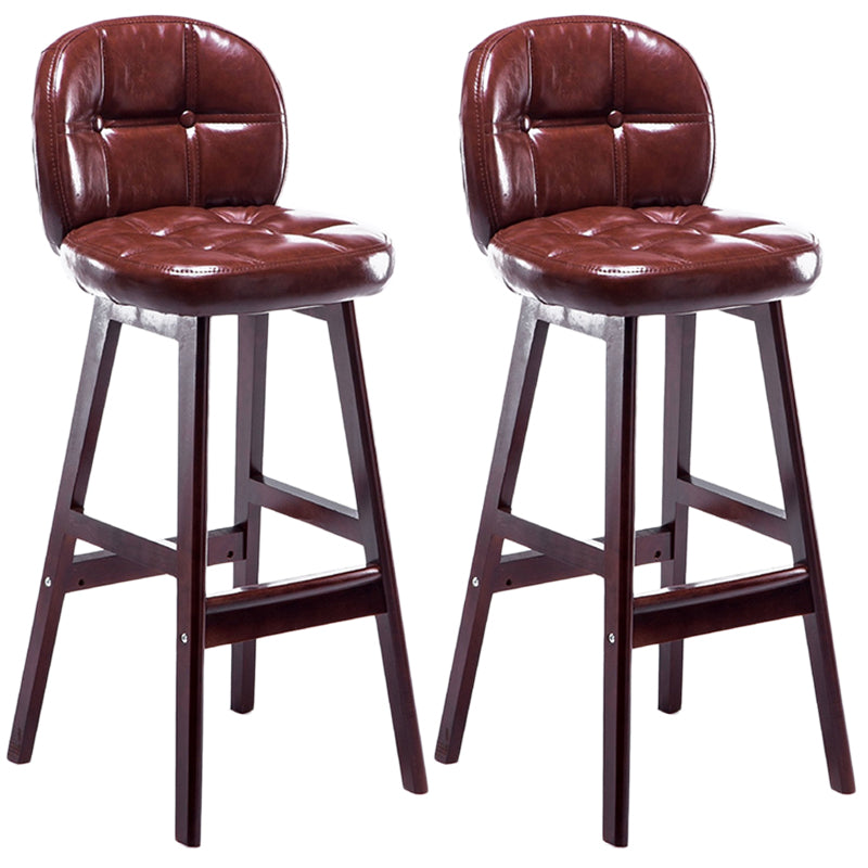 Indoor Bar Stool Modern Rectangular Backrest Counter Stool with Wood Legs