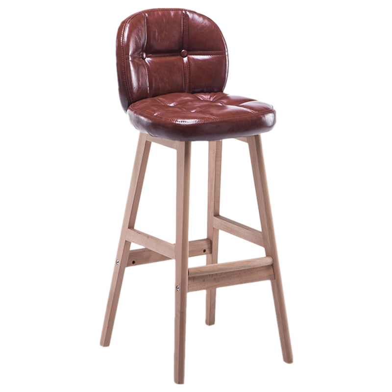 Indoor Bar Stool Modern Rectangular Backrest Counter Stool with Wood Legs