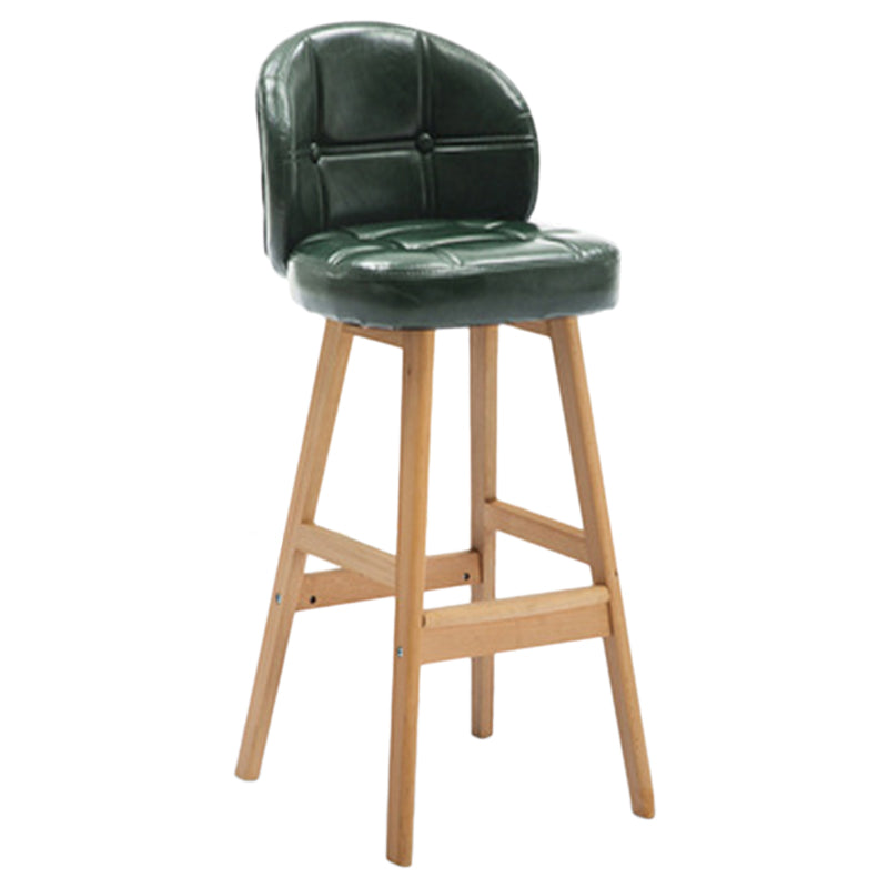 Indoor Bar Stool Modern Rectangular Backrest Counter Stool with Wood Legs