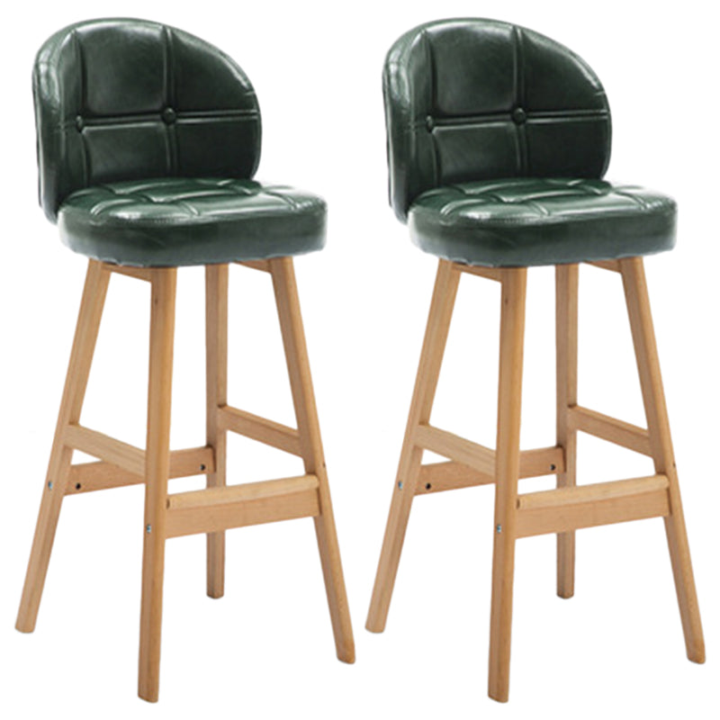 Indoor Bar Stool Modern Rectangular Backrest Counter Stool with Wood Legs