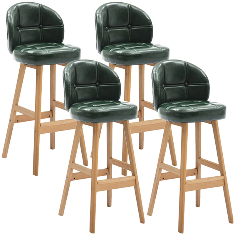 Indoor Bar Stool Modern Rectangular Backrest Counter Stool with Wood Legs