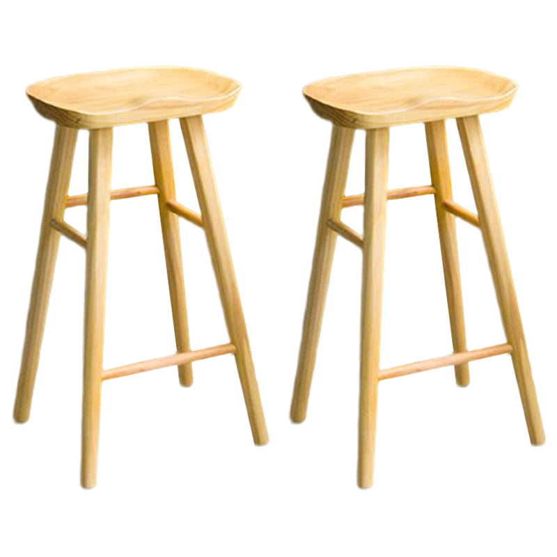 Modern Style Wood Saddle Seat Barstools Backless Stools with Wood Legs