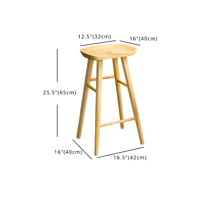 Modern Style Wood Saddle Seat Barstools Backless Stools with Wood Legs