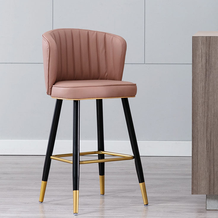 Scandinavian Footrest Checkout Counter Stool Matte Finish PU Leather Barstool