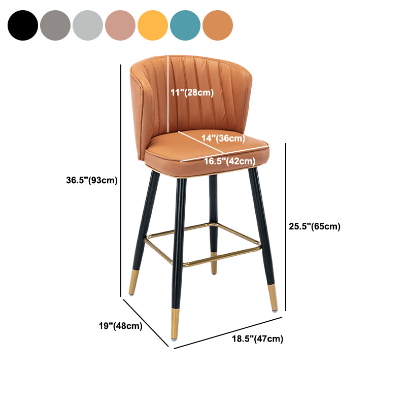 Scandinavian Footrest Checkout Counter Stool Matte Finish PU Leather Barstool