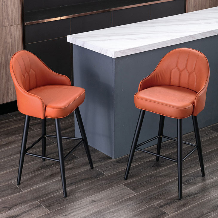 Matte Finish PU Leather Footrest Barstool Scandinavian KTV Stool