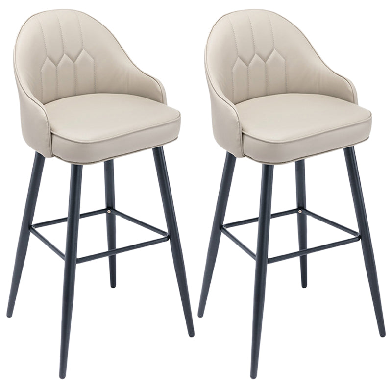 Matte Finish PU Leather Footrest Barstool Scandinavian KTV Stool