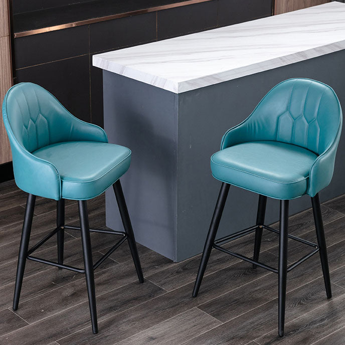 Matte Finish PU Leather Footrest Barstool Scandinavian KTV Stool