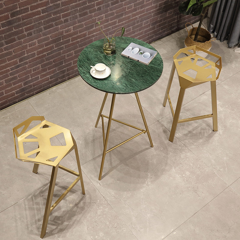 1/3 Pieces Glam Iron Bar Table Set Round Bistro Set with White Faux Marble Top