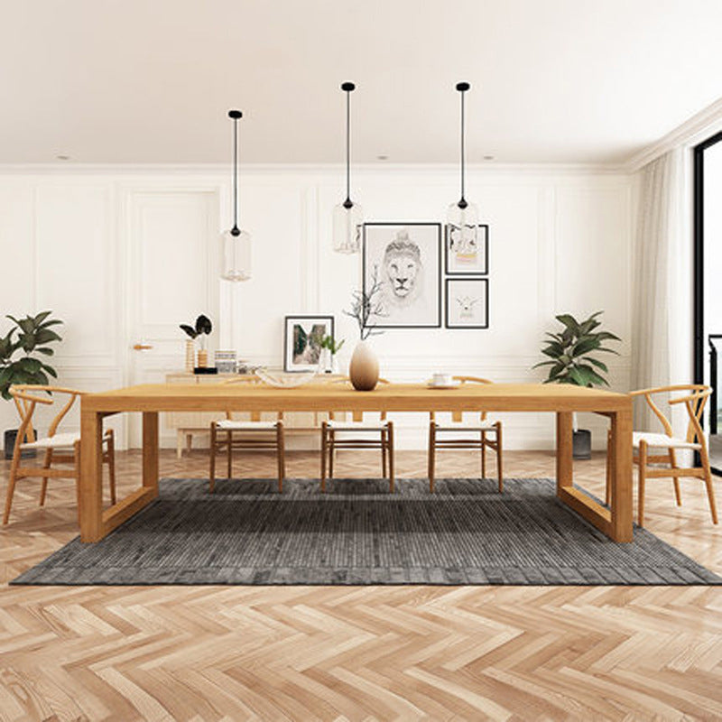 Solid Wood Top Dining Table Traditional Luxury  Rectangle Table with Sled Base