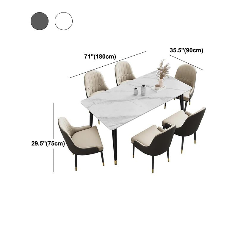 Rectangle Stone Top Dining Table Modern Metal 4 Legs Dining Table for Living Room