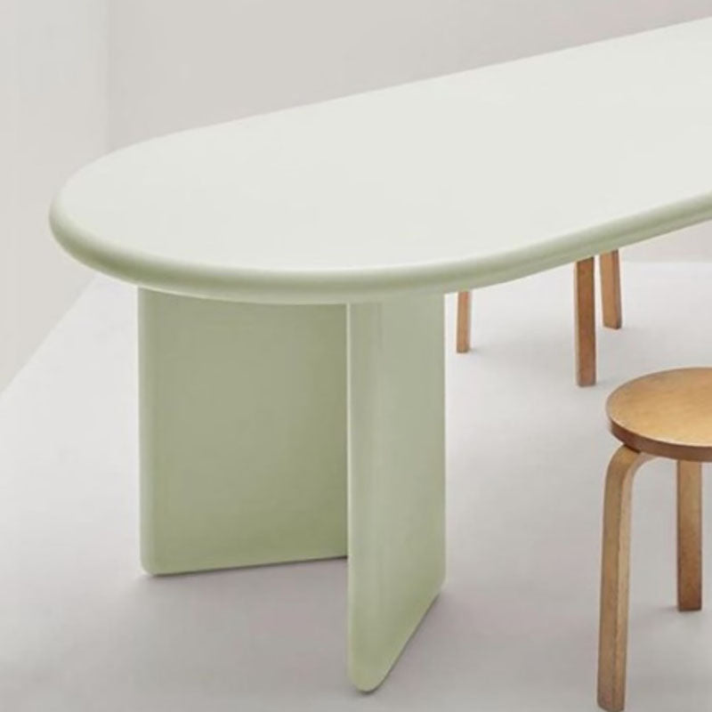 Macron Pine Wood Table for Restaurant Oval Table with 4 Wood Pedestal