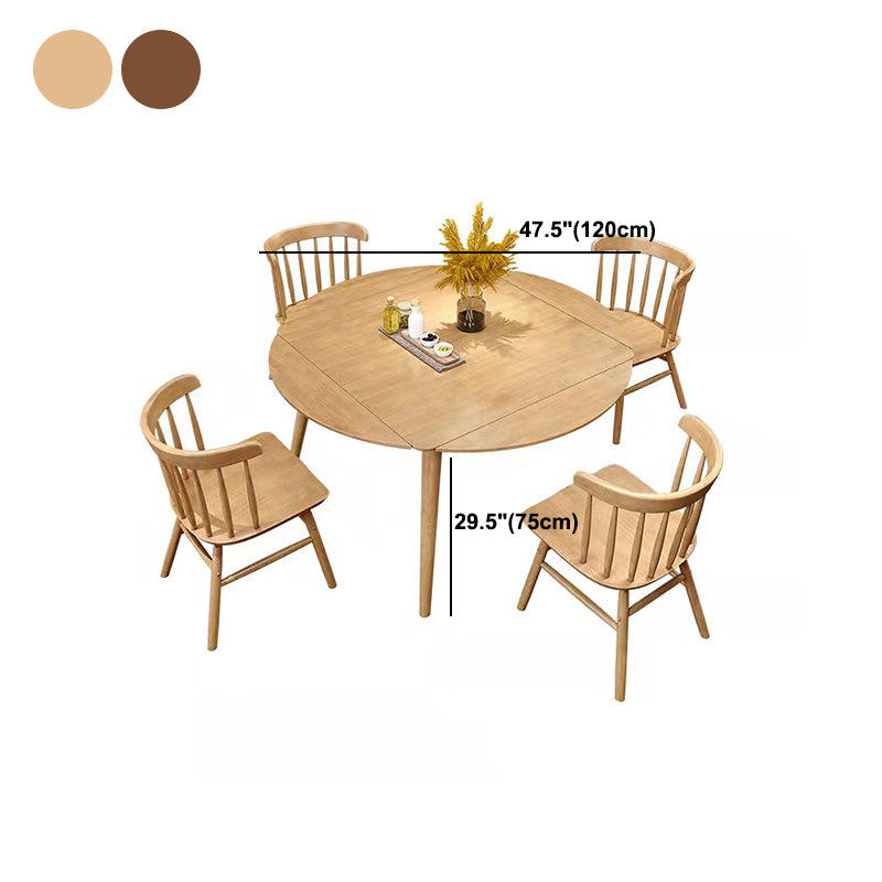 Drop-Leaf Dining Table Rubberwood Solid Wood Dining Table with 4 Legs