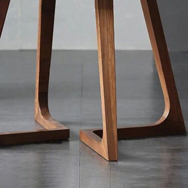 Modern Pine Wood Table for Restaurant Dining Table with Double Wood Pedestal