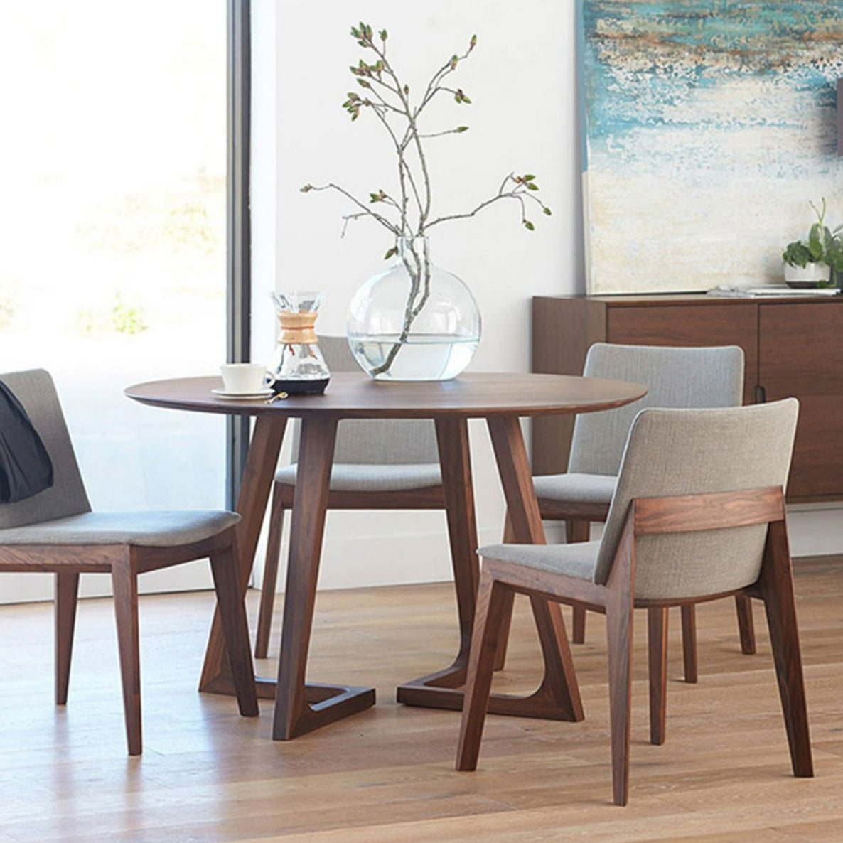 Modern Pine Wood Table for Restaurant Dining Table with Double Wood Pedestal