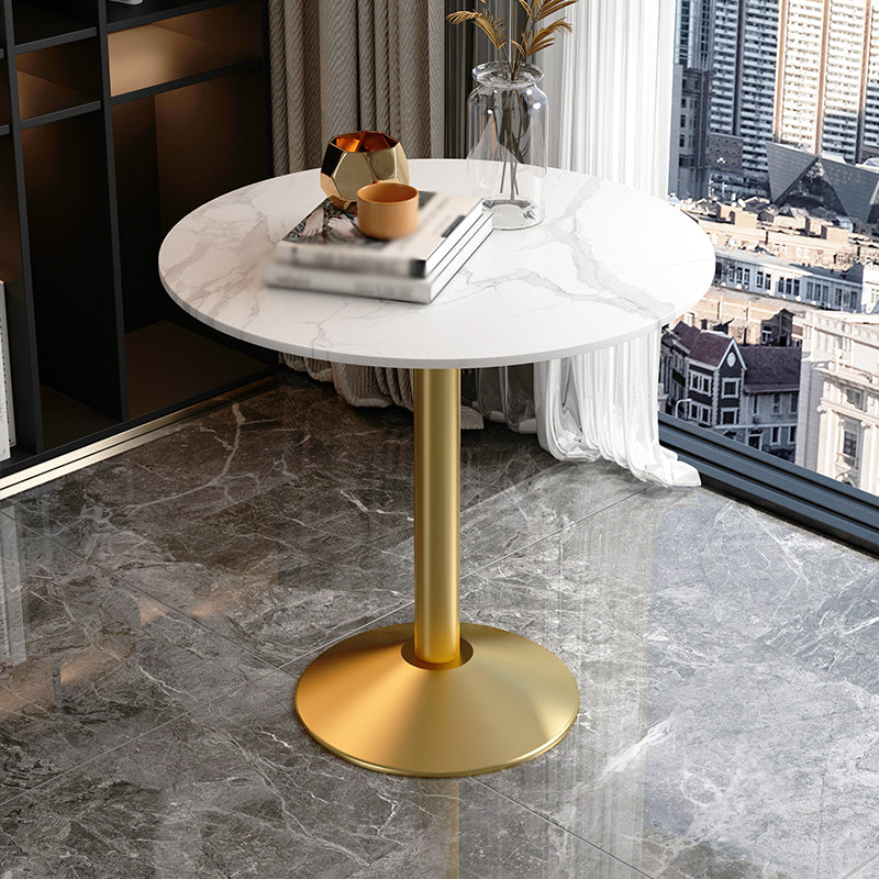 Round Sintered Stone Top Table Contemporary Metal Base Dining Table