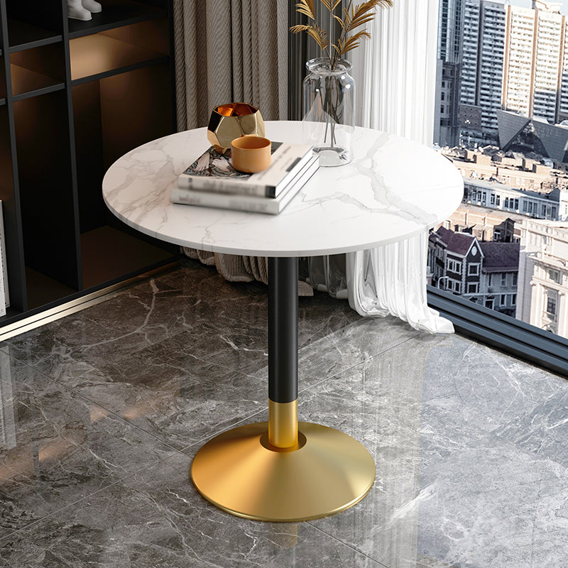 Round Sintered Stone Top Table Contemporary Metal Base Dining Table