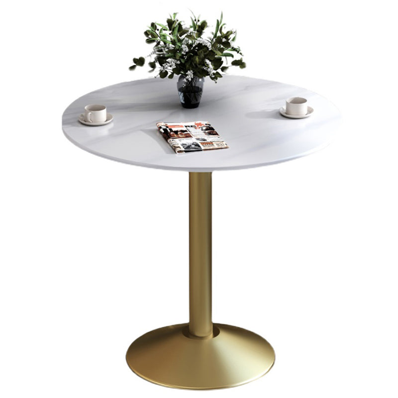 Round Sintered Stone Top Table Contemporary Metal Base Dining Table