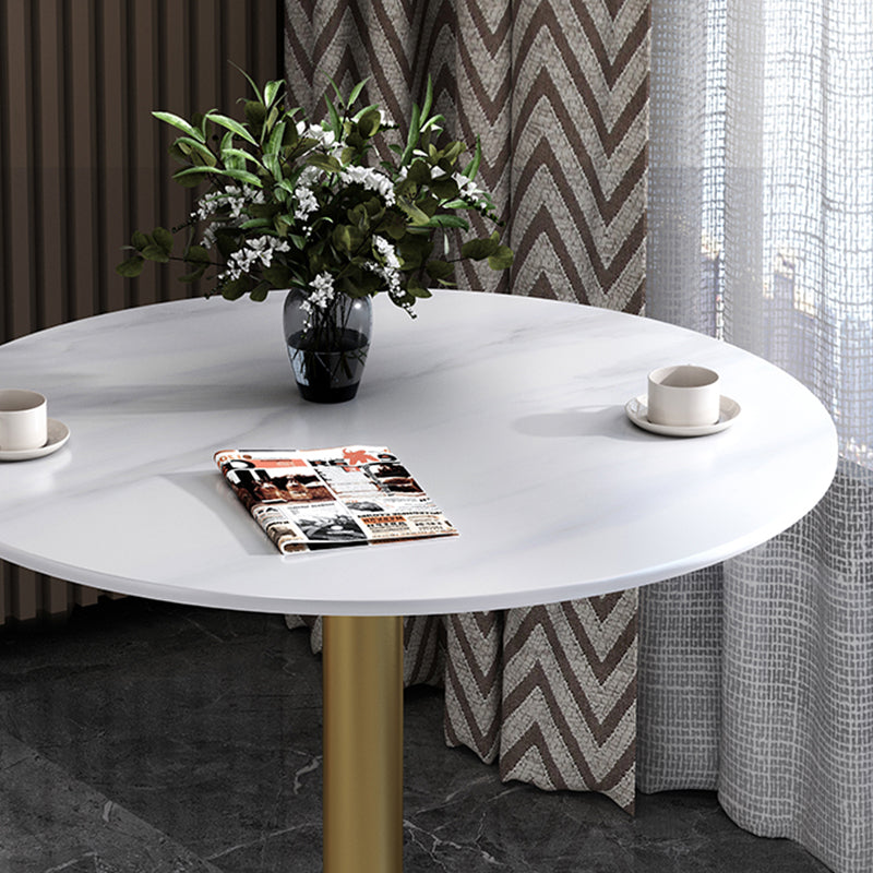 Round Sintered Stone Top Table Contemporary Metal Base Dining Table