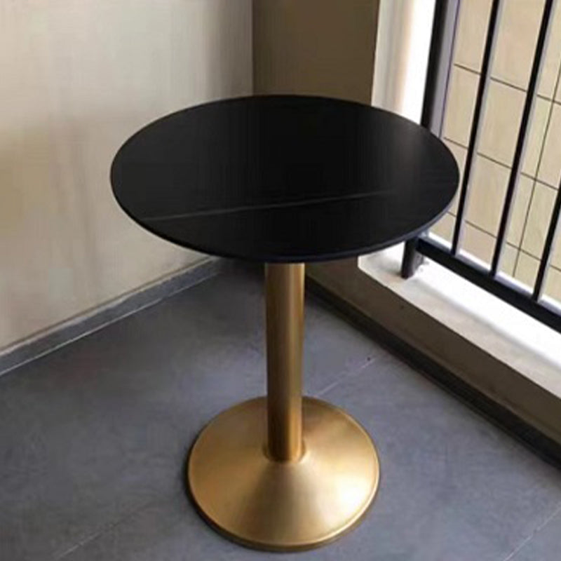 Round Sintered Stone Top Table Contemporary Metal Base Dining Table