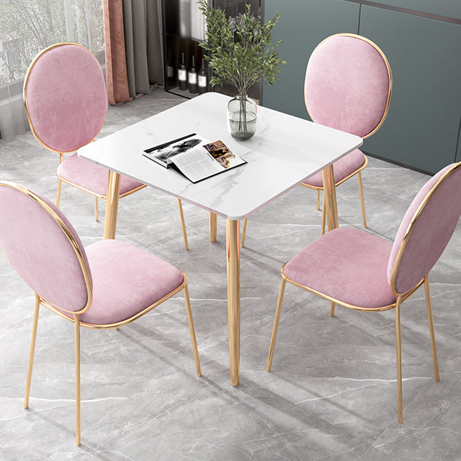 Glam Style Stone Top Dining Table with Gold 4 Legs for Living Room