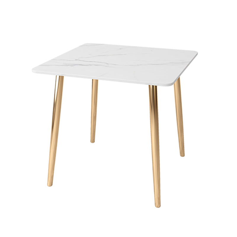 Glam Style Stone Top Dining Table with Gold 4 Legs for Living Room