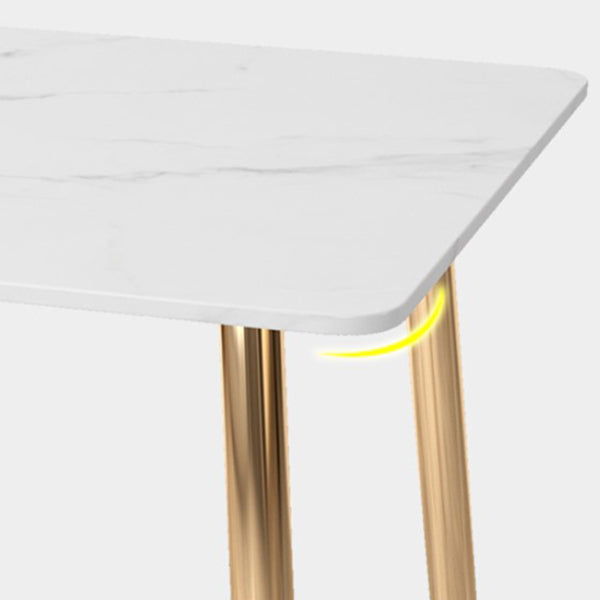 Glam Style Stone Top Dining Table with Gold 4 Legs for Living Room