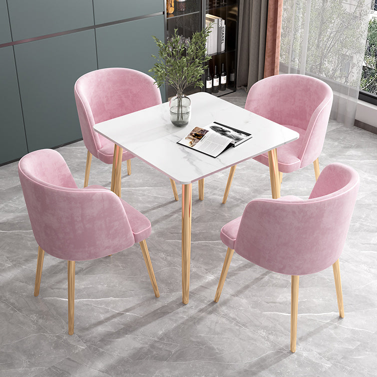 Glam Style Stone Top Dining Table with Gold 4 Legs for Living Room