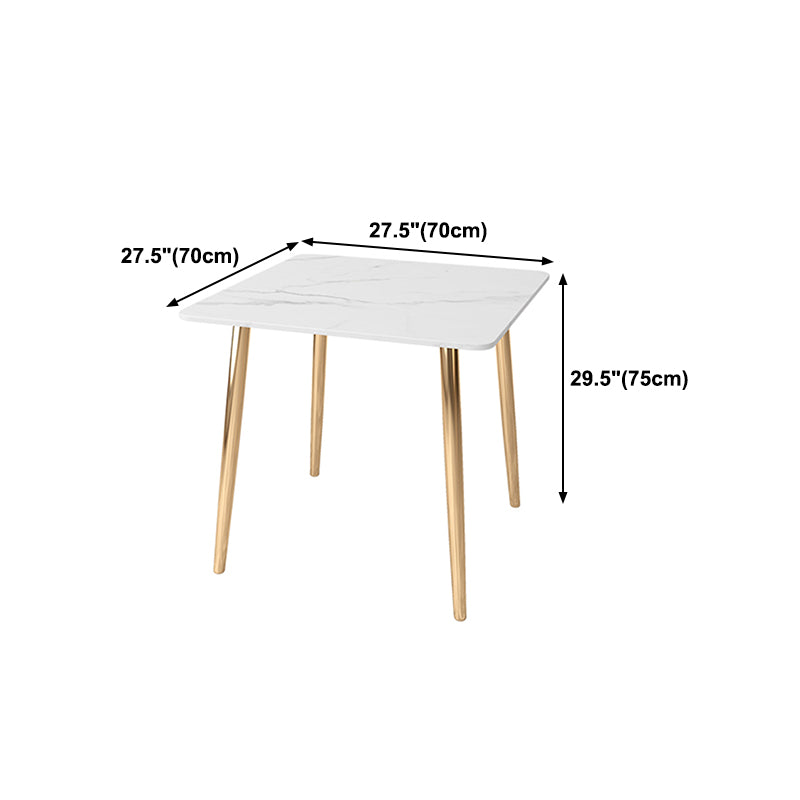 Glam Style Stone Top Dining Table with Gold 4 Legs for Living Room