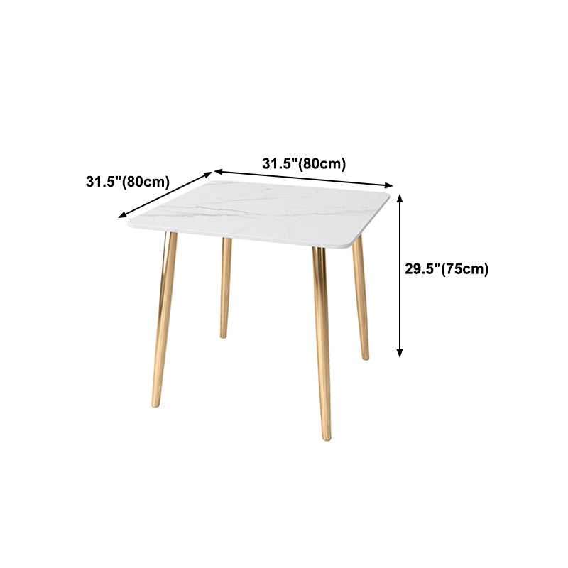 Glam Style Stone Top Dining Table with Gold 4 Legs for Living Room