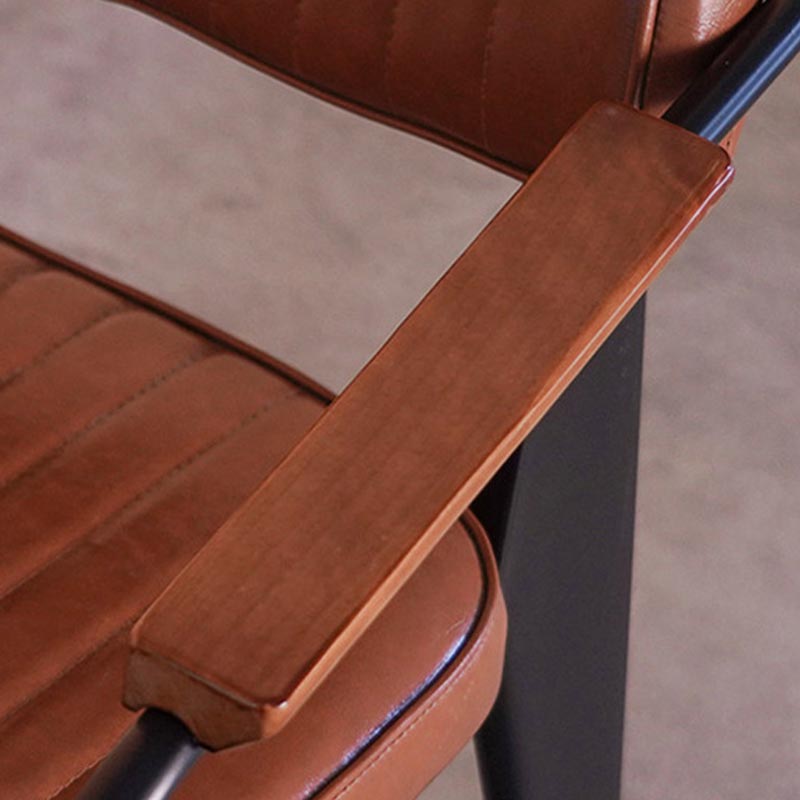 Industrial Open Back Dining Chair Upholstered Arm Chair with Black Legs