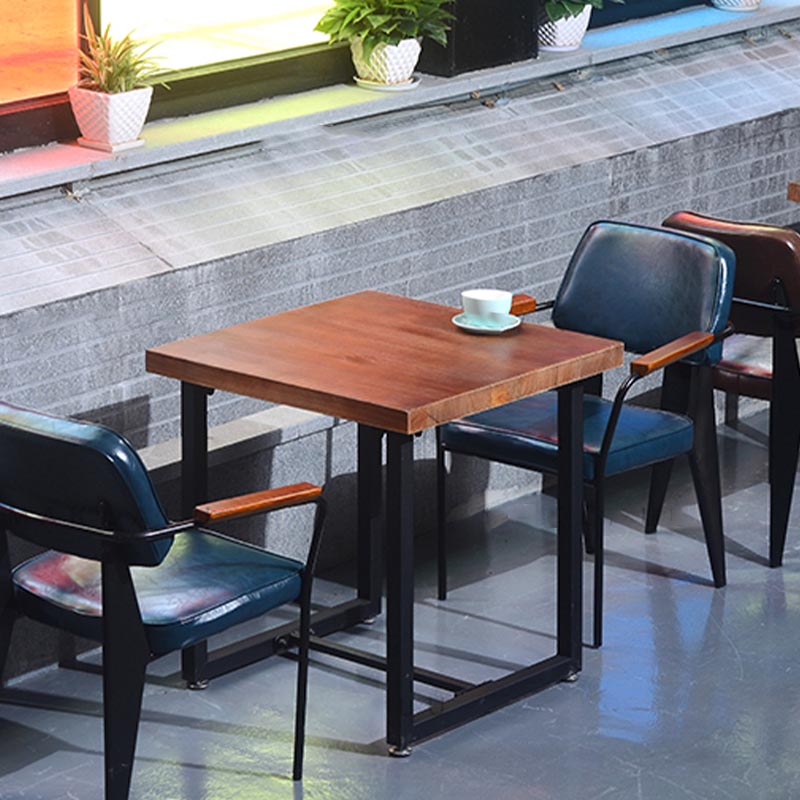 Industrial Open Back Dining Chair Upholstered Arm Chair with Black Legs