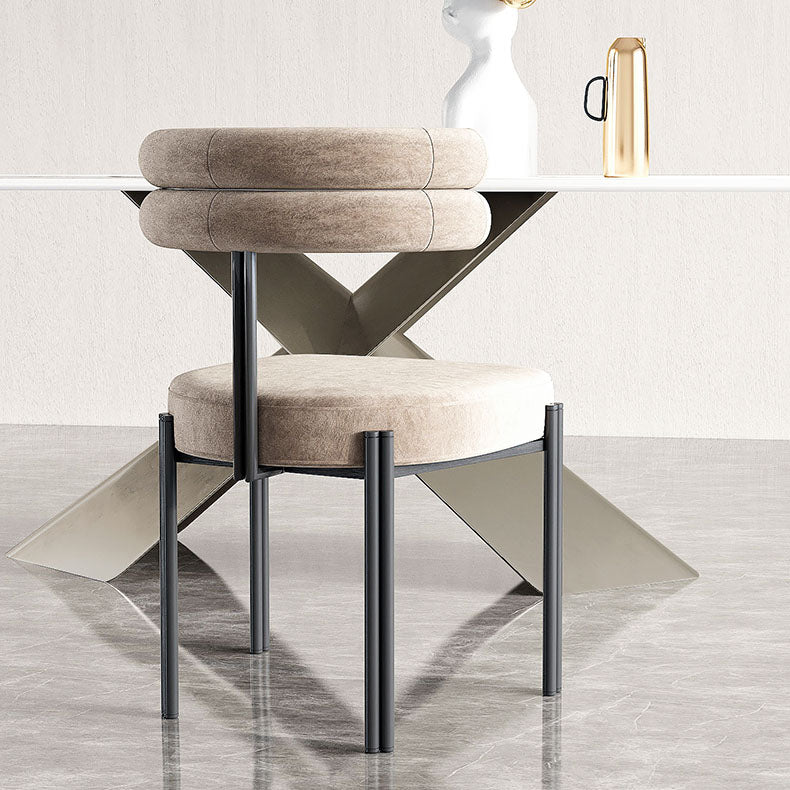 Contemporary Open Back Dining Chairs Velvet Arm Dining Chair