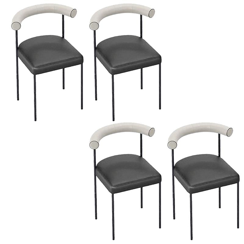 Upholstered Armless Dining Chairs Contemporary Open Back Side Furniture in Matte Finish
