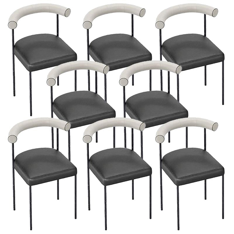 Upholstered Armless Dining Chairs Contemporary Open Back Side Furniture in Matte Finish