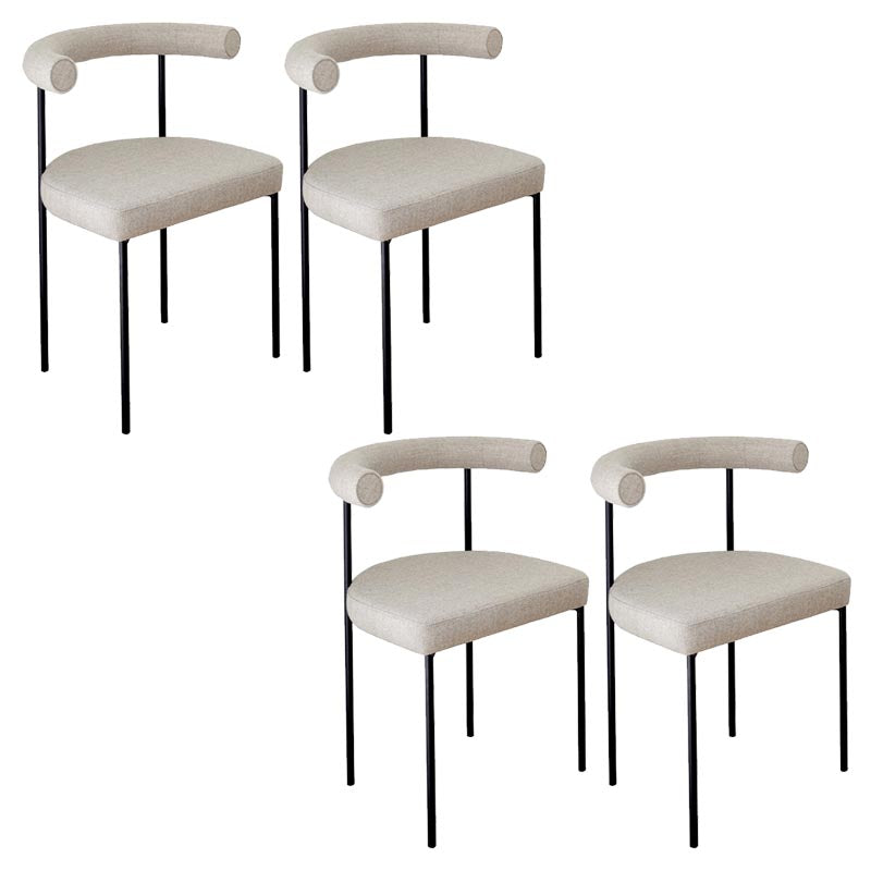 Upholstered Armless Dining Chairs Contemporary Open Back Side Furniture in Matte Finish