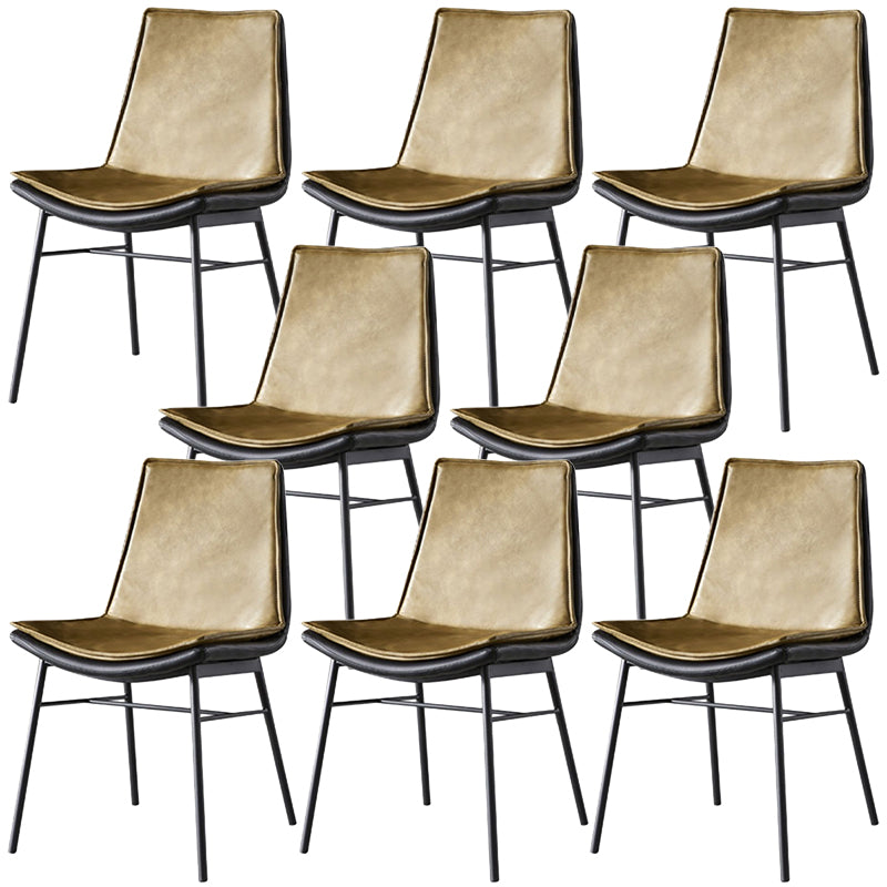 Upholstered Side Chair Modern Leather Dining Chair with Black Legs