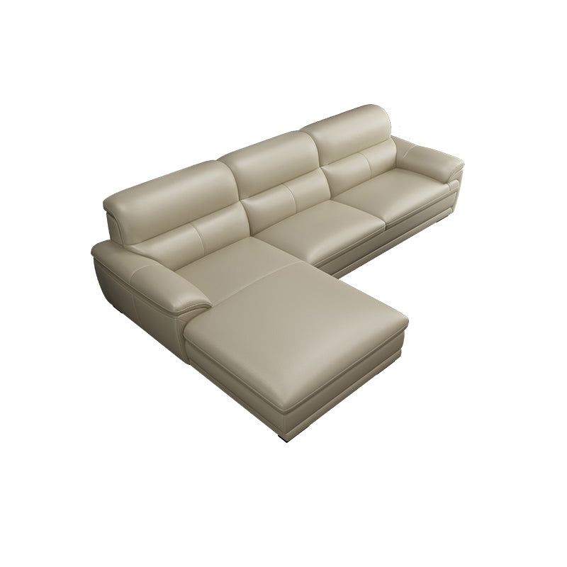 Leather Pillow Top Arm Sectional Sofa 36.22"High Cushion Back Sofa,Beige