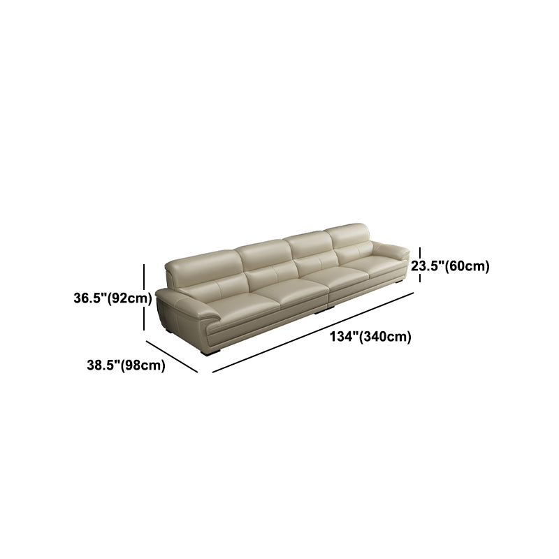 Leather Pillow Top Arm Sectional Sofa 36.22"High Cushion Back Sofa,Beige