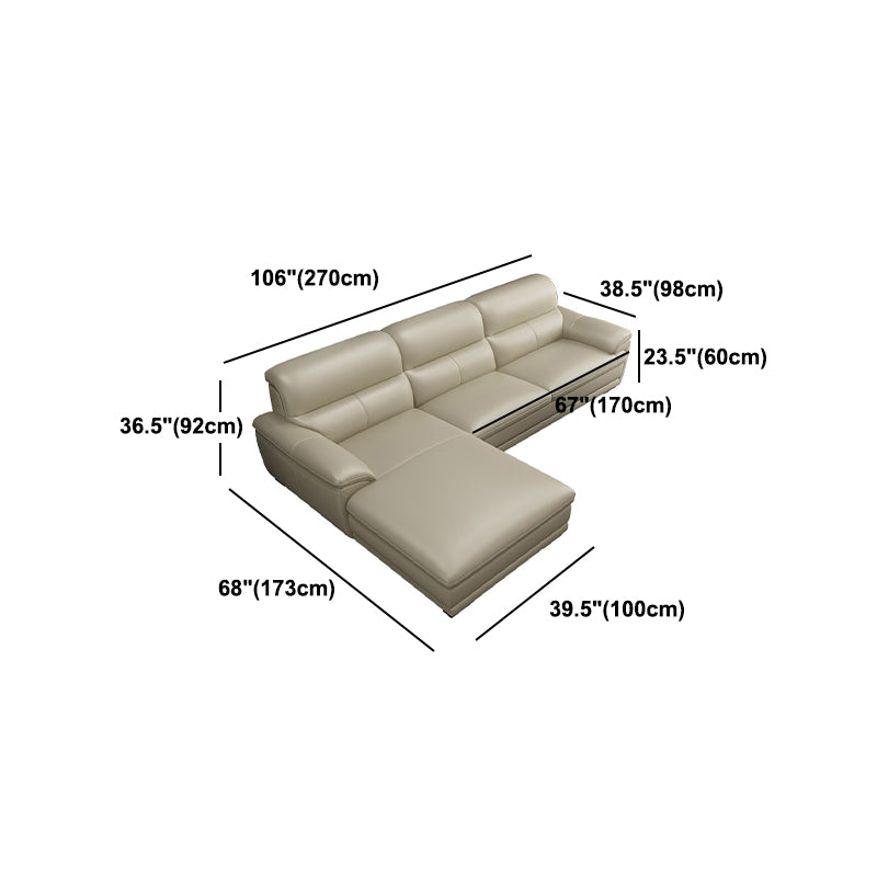 Leather Pillow Top Arm Sectional Sofa 36.22"High Cushion Back Sofa,Beige