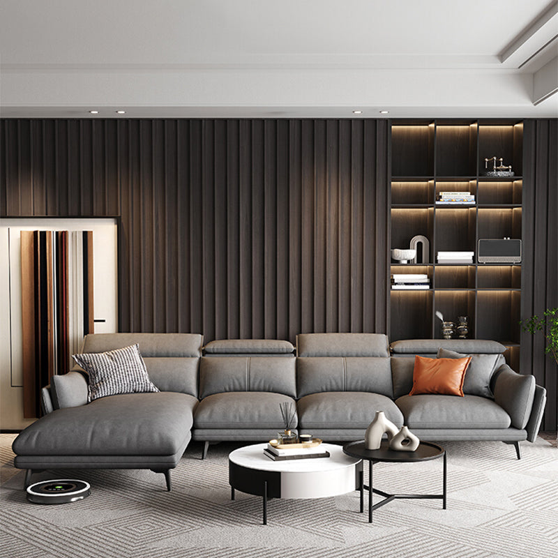 Grey Faux Leather Sofa/Sectionals with Wear-Resistant and Stain-Resistant