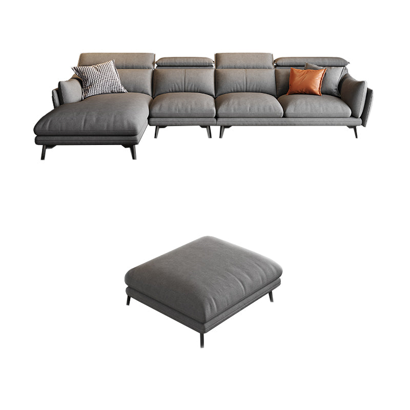 Grey Faux Leather Sofa/Sectionals with Wear-Resistant and Stain-Resistant